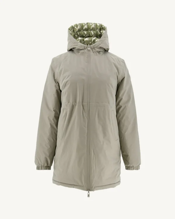 Cheap Long Reversible Puffer Jacket Beige/Light Khaki Roma Print Women Down Jackets & Jackets