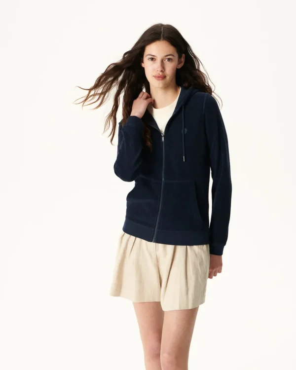 Cheap Marine Corail Zipped Terrycloth Jacket Women Clothes