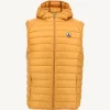 Cheap Mustard Pat Sleeveless Hooded Down Jacket Men Down Jackets And Jackets