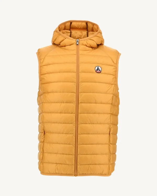 Cheap Mustard Pat Sleeveless Hooded Down Jacket Men Down Jackets And Jackets