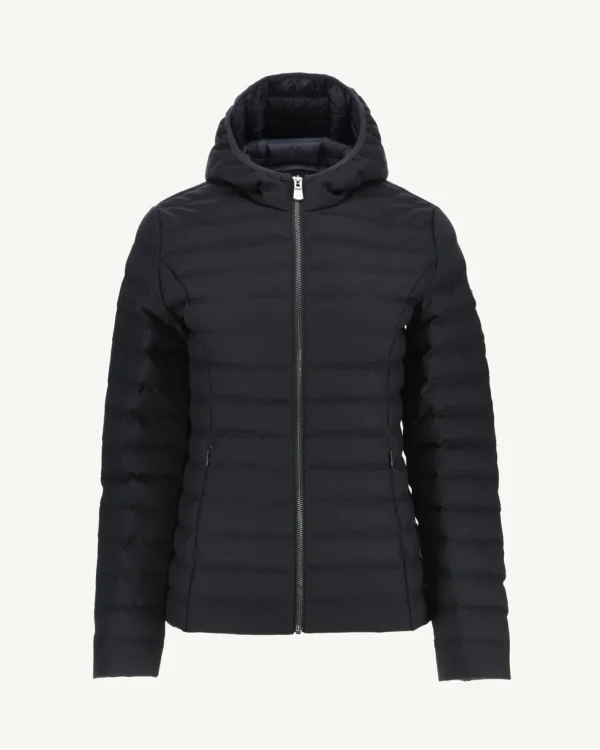 Shop Navy Cloe Hooded Wool Padded Jacket Women Down Jackets & Jackets