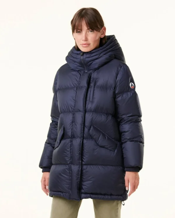 Best Sale Navy Delhi Great Cold Hooded Down Jacket Women Down Jackets & Jackets