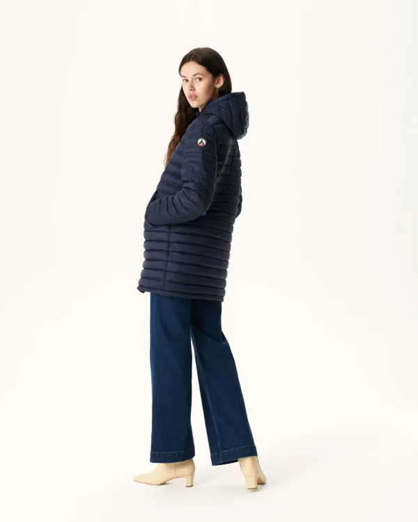 Cheap Navy Roma Reversible Long Down Jacket Women Down Jackets & Jackets