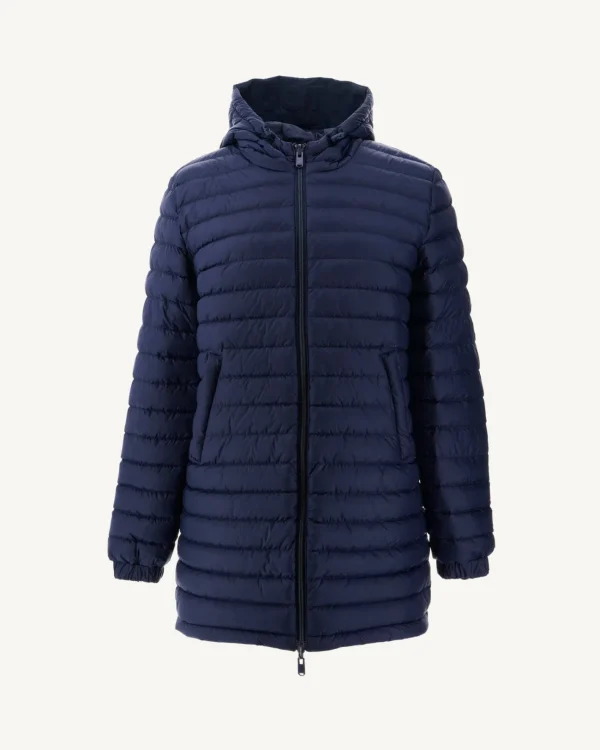 Cheap Navy Roma Reversible Long Down Jacket Women Down Jackets & Jackets