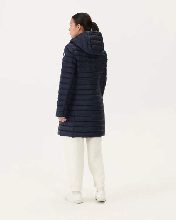 Clearance Navy Vero Long Hooded Puffer Jacket Women Down Jackets & Jackets