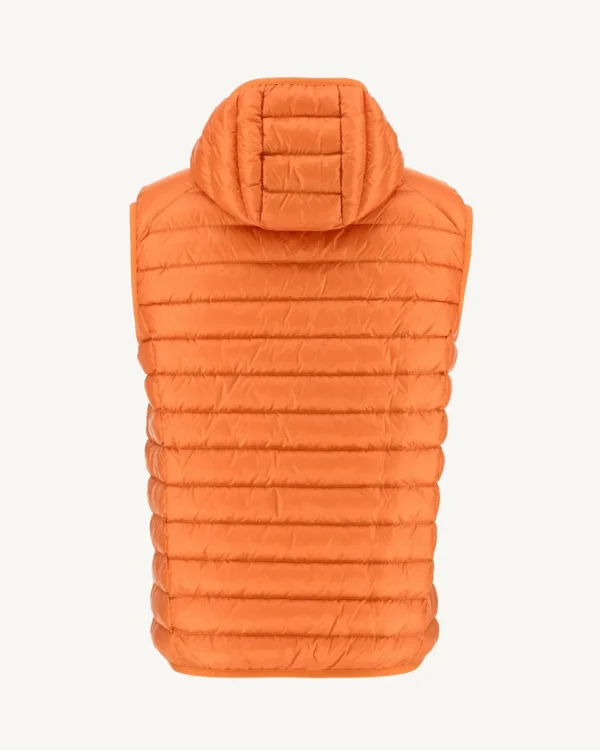 Online Orange Pat Hooded Sleeveless Down Jacket Men Down Jackets And Jackets