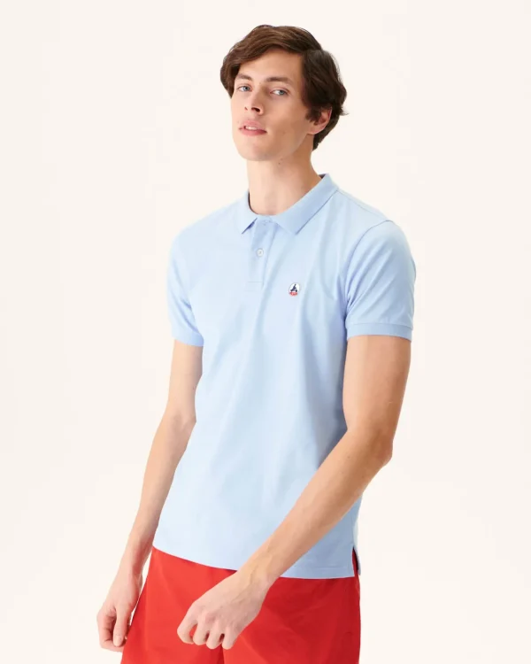 Cheap Organic Cotton Polo Shirt Light Blue Marbella Men Clothes