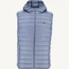 Sale Pat Faded Blue Hooded Sleeveless Padded Jacket Men Down Jackets And Jackets