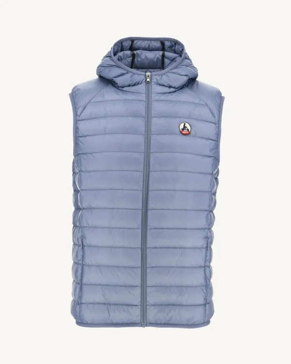 Sale Pat Faded Blue Hooded Sleeveless Padded Jacket Men Down Jackets And Jackets