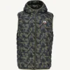 Hot Pat Military Print Hooded Sleeveless Down Jacket Men Down Jackets And Jackets