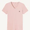 Shop Plain Organic Cotton V-Neck T-Shirt Light Pink Cancun Women Clothes