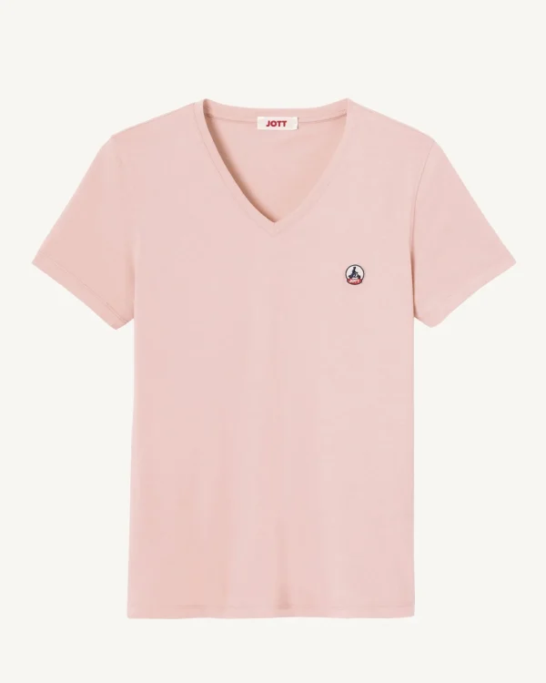 Shop Plain Organic Cotton V-Neck T-Shirt Light Pink Cancun Women Clothes