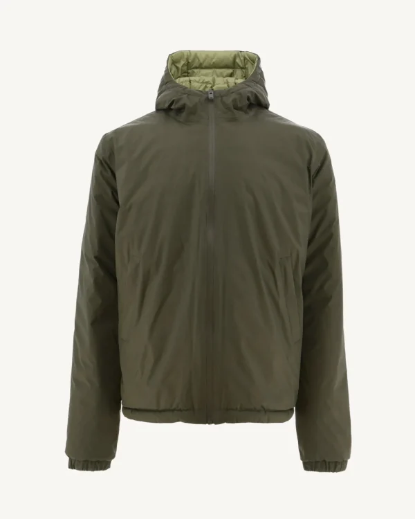 Hot Reversible Hooded Down Jacket Army/Light Khaki Bergen Men Down Jackets And Jackets