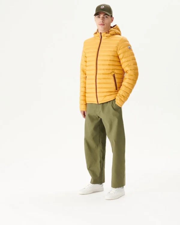 Clearance Reversible Hooded Down Jacket Caramel/Mustard Bergen Men Down Jackets And Jackets