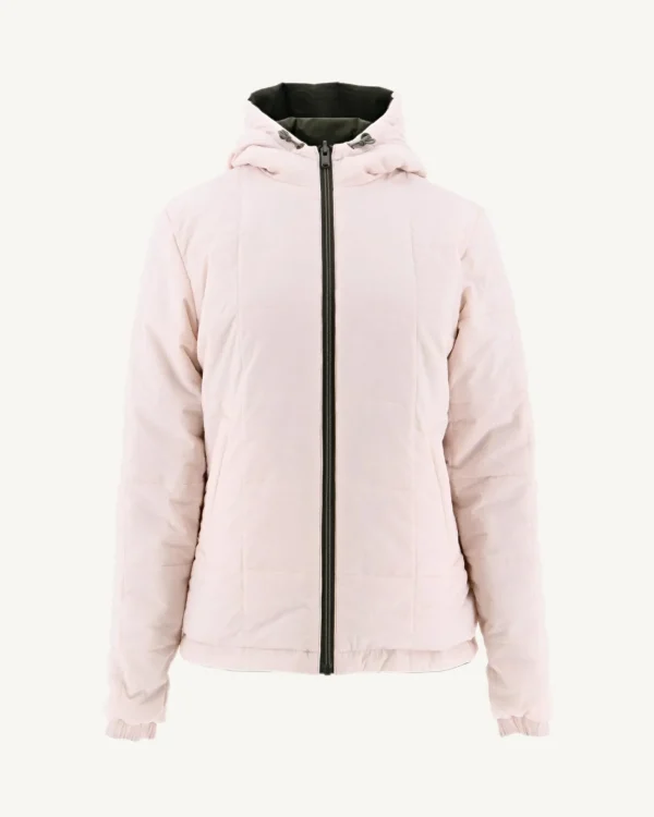 Outlet Reversible Hooded Down Jacket Ultralight Army/Light Pink Kara Women Down Jackets & Jackets