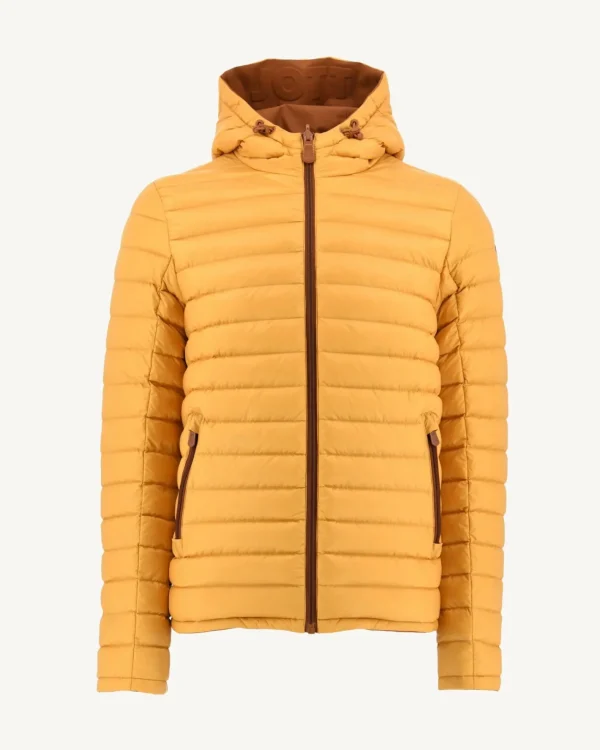 Clearance Reversible Hooded Down Jacket Caramel/Mustard Bergen Men Down Jackets And Jackets