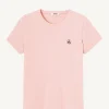 Fashion Round Neck T-Shirt Light Pink Rosas Women Clothes