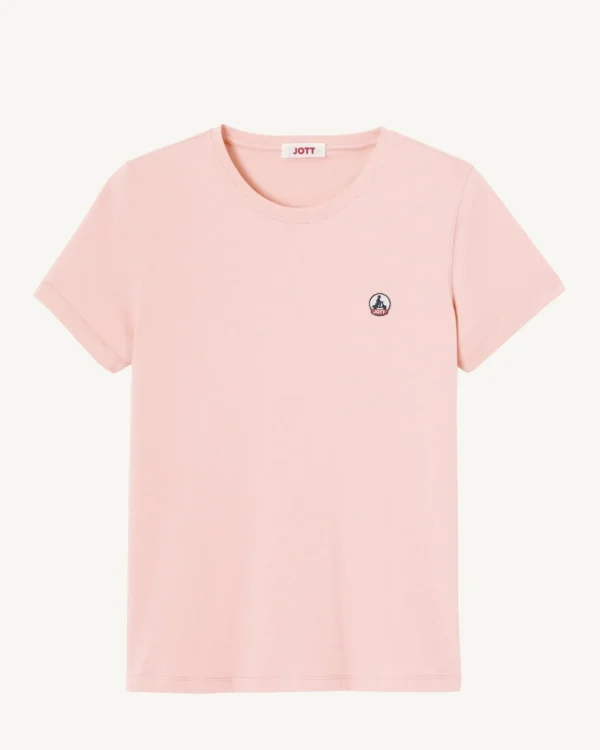 Fashion Round Neck T-Shirt Light Pink Rosas Women Clothes