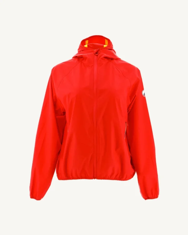 Outlet Singapore Bright Red Pouchable Waterproof Jacket Women Down Jackets & Jackets