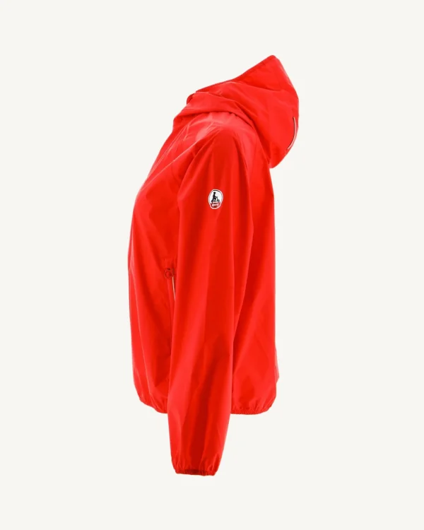 Outlet Singapore Bright Red Pouchable Waterproof Jacket Women Down Jackets & Jackets