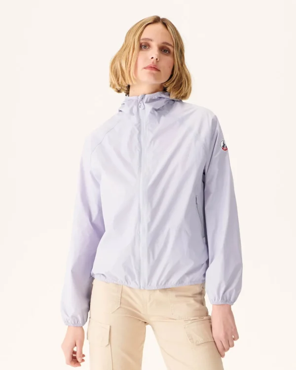 Shop Singapore Pastel Mauve Hooded Waterproof Jacket Women Down Jackets & Jackets