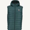 Outlet Sleeveless Hooded Down Jacket Dark Green Pat Men Down Jackets And Jackets