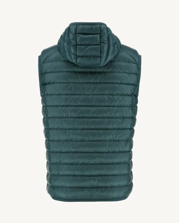 Outlet Sleeveless Hooded Down Jacket Dark Green Pat Men Down Jackets And Jackets