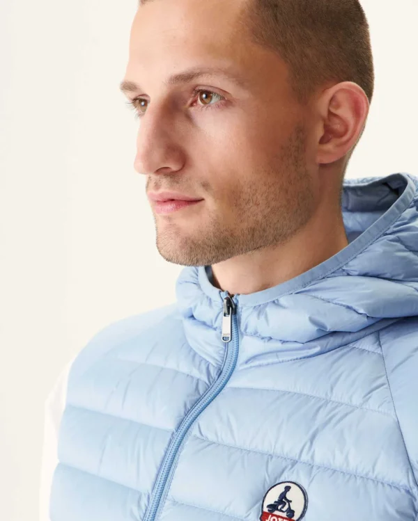 Hot Sleeveless Hooded Padded Jacket Light Blue Pat Men Down Jackets And Jackets