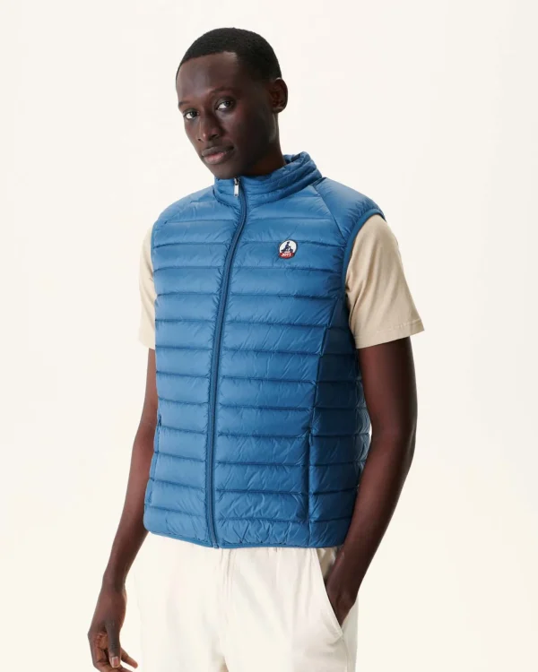 Outlet Sleeveless Padded Jacket Tom Jeans Blue Men Down Jackets And Jackets