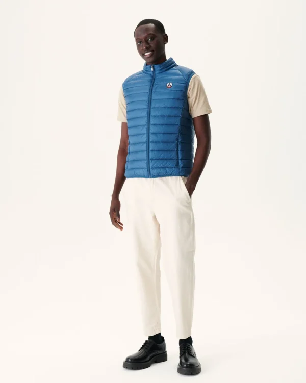 Outlet Sleeveless Padded Jacket Tom Jeans Blue Men Down Jackets And Jackets