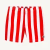 New Swim Shorts Bright Red Stripe/White Deauville Men Clothes