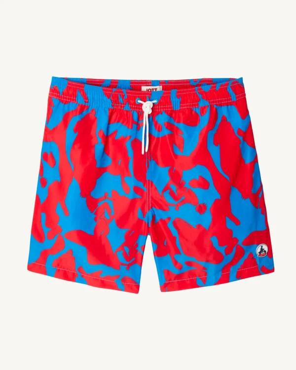 Flash Sale Swim Shorts Camo Azure/Intense Red Biarritz Men Clothes