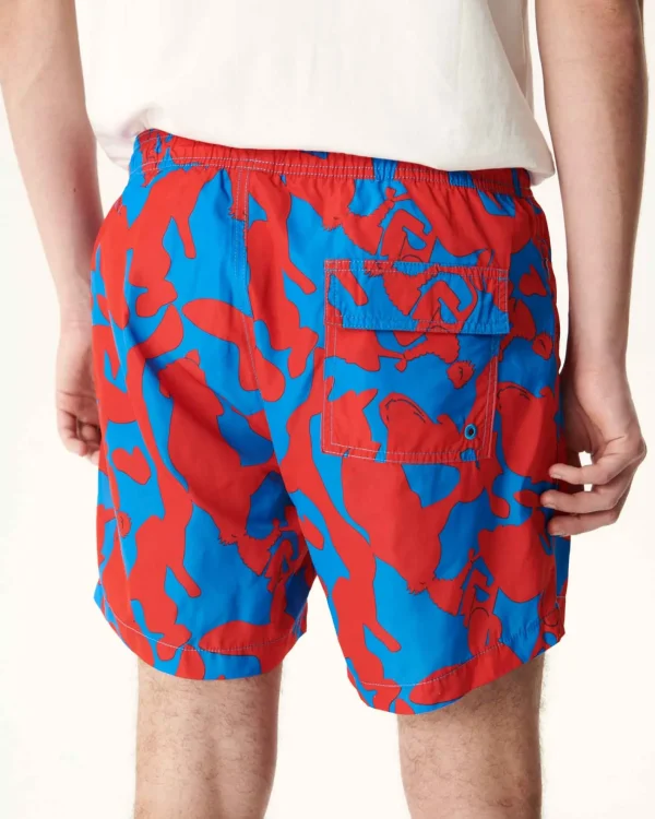 Flash Sale Swim Shorts Camo Azure/Intense Red Biarritz Men Clothes