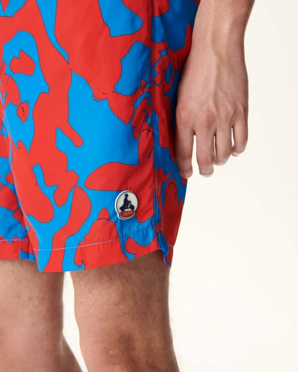 Flash Sale Swim Shorts Camo Azure/Intense Red Biarritz Men Clothes