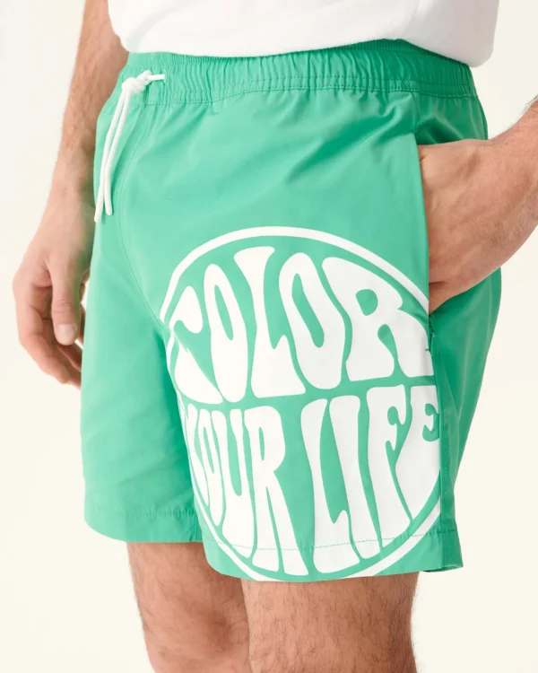 Clearance Swim Shorts Green/Funday White Biarritz Men Clothes