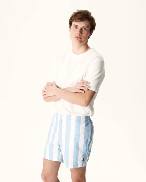 Shop Swim Shorts Stripe Light Blue/White Deauville Men Clothes