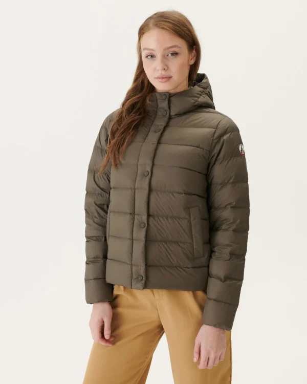 Best Sale Taupe Jane Straight Hooded Padded Jacket Women Down Jackets & Jackets