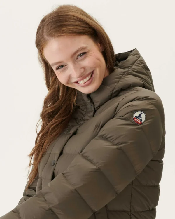 Best Sale Taupe Jane Straight Hooded Padded Jacket Women Down Jackets & Jackets