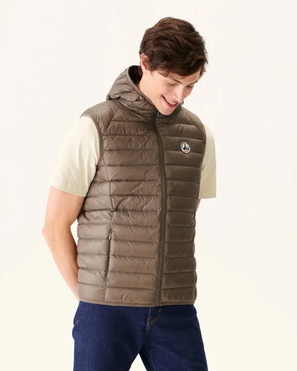 Store Taupe Pat Hooded Sleeveless Padded Jacket Men Down Jackets And Jackets