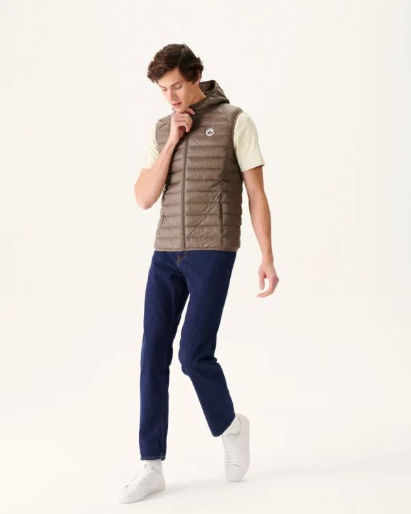 Store Taupe Pat Hooded Sleeveless Padded Jacket Men Down Jackets And Jackets