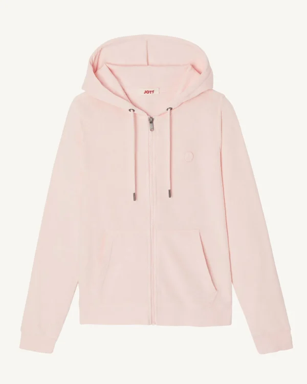 Clearance Zipped Toweling Jacket Light Pink Coral Women Clothes