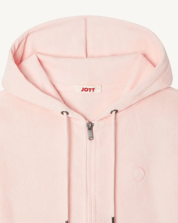 Clearance Zipped Toweling Jacket Light Pink Coral Women Clothes